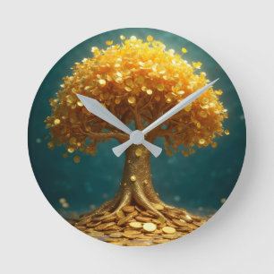 Money tree wall clock