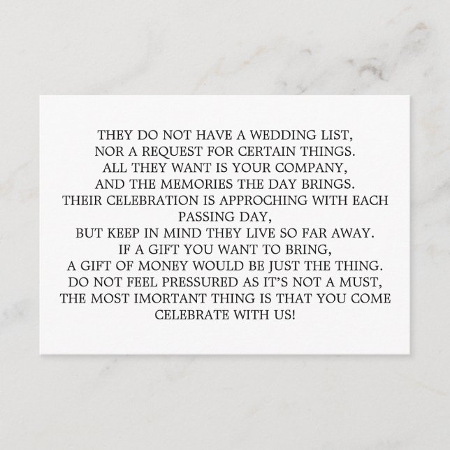 Money Tree/Wishing Well Invitation Insert (Front)