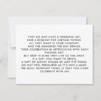 Money Tree/Wishing Well Invitation Insert