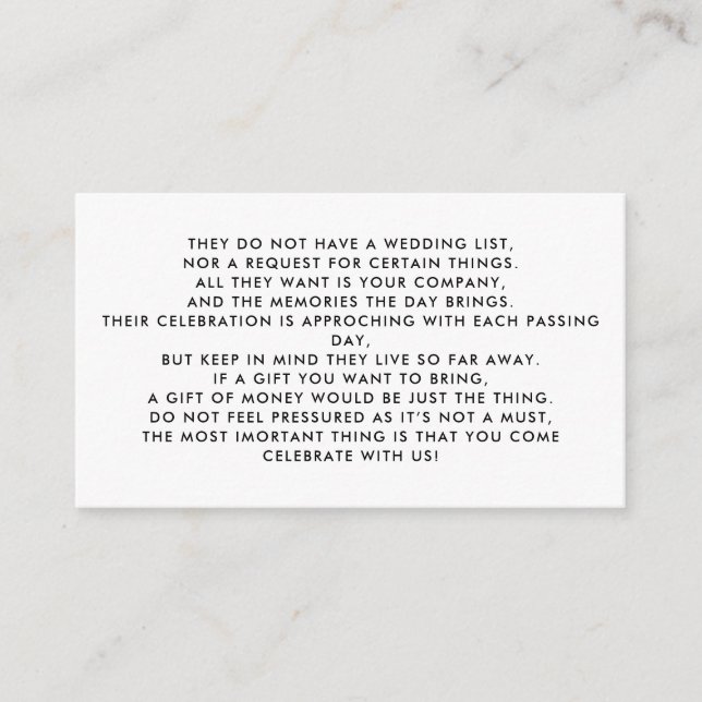 Money Tree/Wishing Well Invitation Insert (Front)