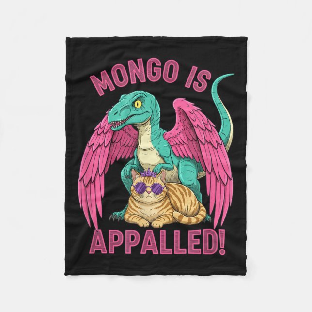 Mongo is Appalled Gaming Raptor Cat Funny Retro Fleece Blanket (Front)