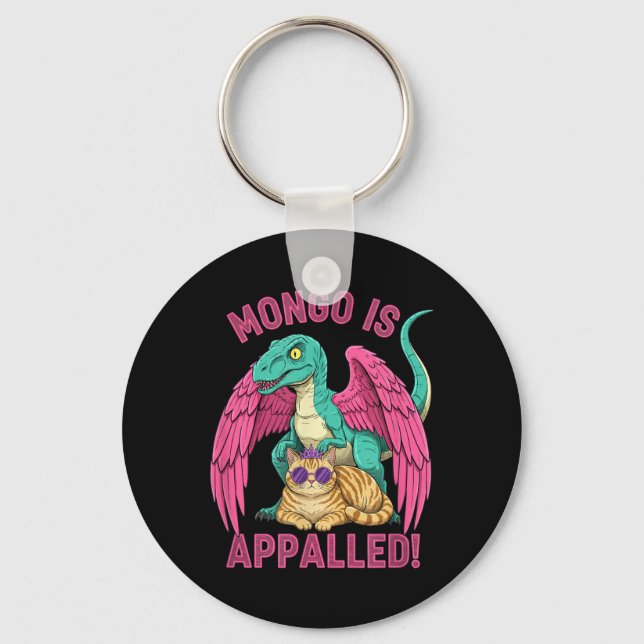 Mongo is Appalled Gaming Raptor Cat Funny Retro Keychain (Front)