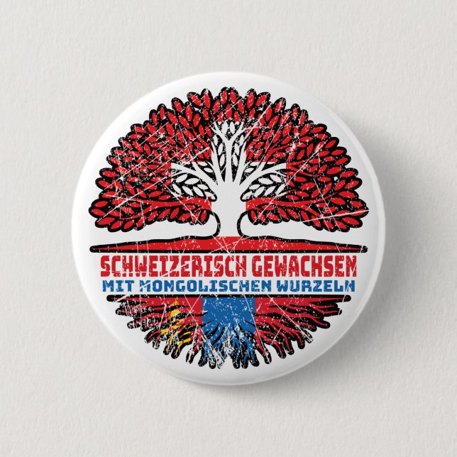 Mongolei Mongolisch Schweizer Schweiz Baum Wurzel 2 Inch Round Button (Front)