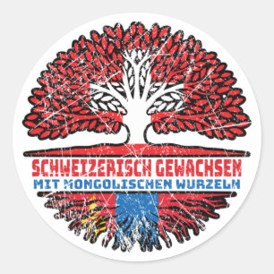 Mongolei Mongolisch Schweizer Schweiz Baum Wurzel Classic Round Sticker