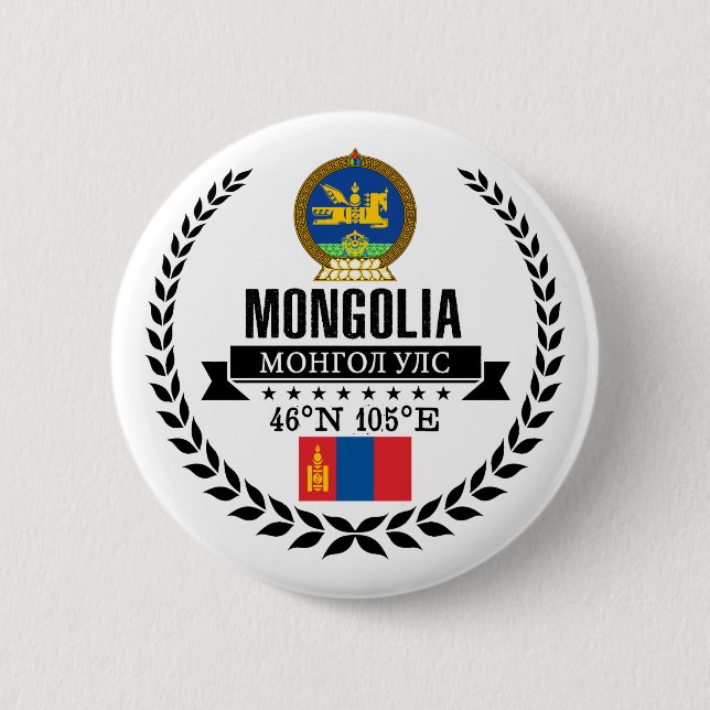 Mongolia 2 Inch Round Button (Front)