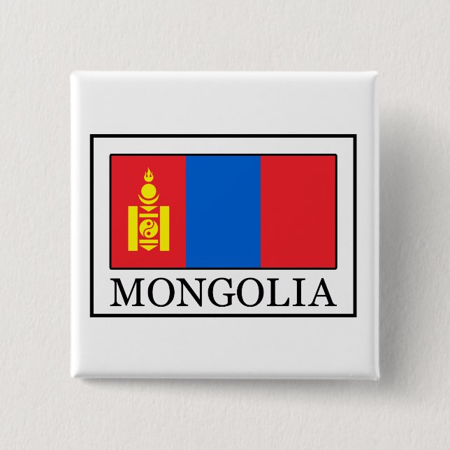 Mongolia 2 Inch Square Button (Front)