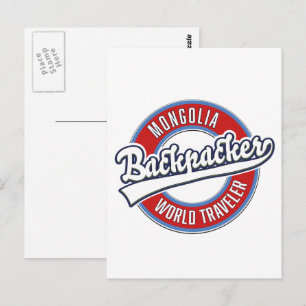 mongolia backpacker world traveller postcard