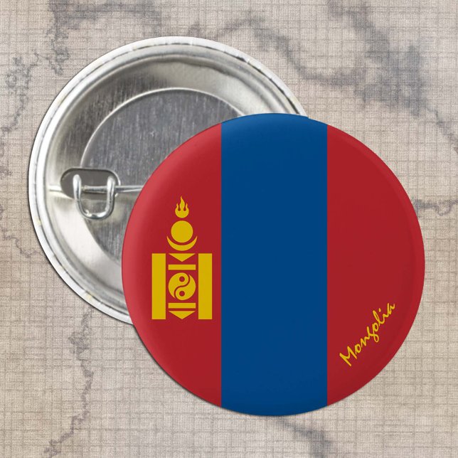 Mongolia button, patriotic Mongolian Flag fashion 1 Inch Round Button (Creator Uploaded)