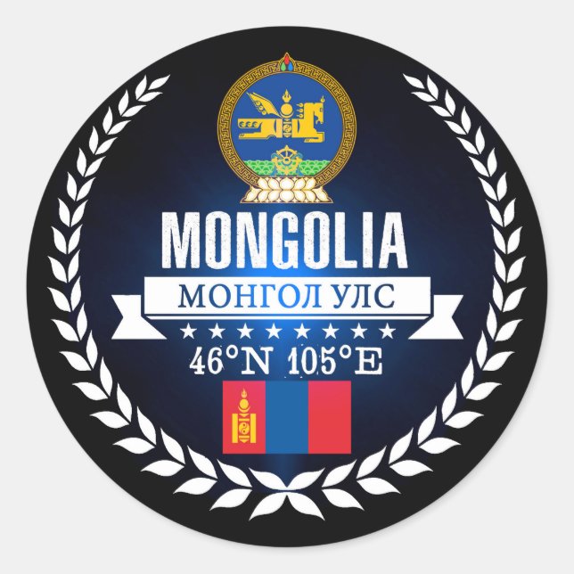 Mongolia Classic Round Sticker (Front)