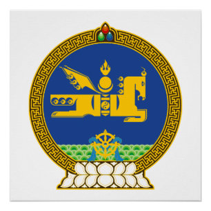 mongolia country coat arms symbol emblem flag hors poster