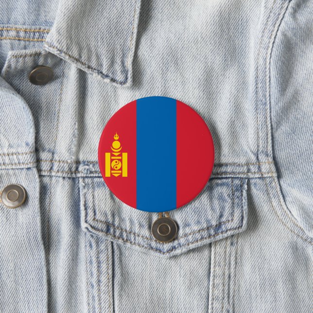 Mongolia flag 3 inch round button (In Situ)