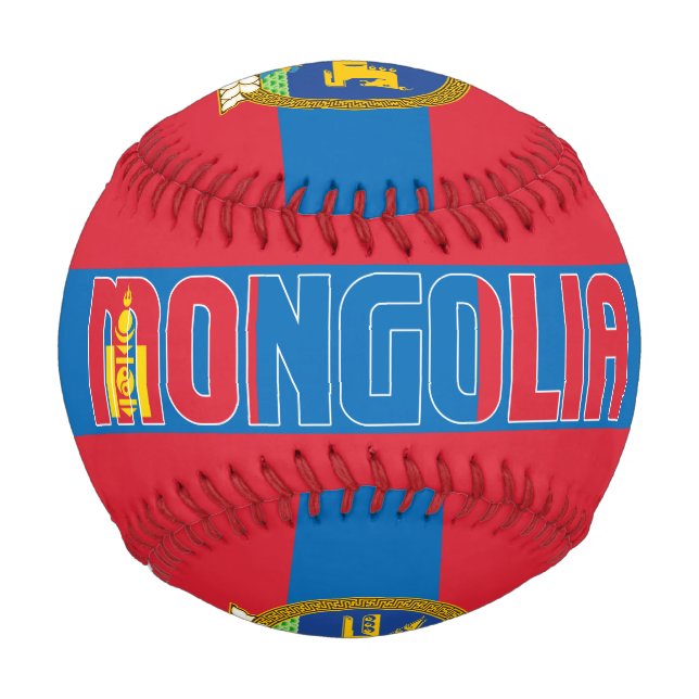 Mongolia Flag and Coat of Arms Patriotic Baseball (Front)