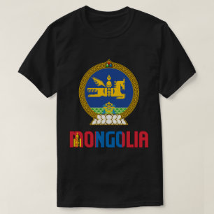 Mongolia Flag and Coat Of Arms Patriotic T-Shirt