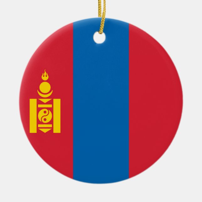 Mongolia flag ceramic ornament (Front)