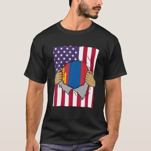Mongolia Flag Inside Me Home Pride Mongolian Ameri T-Shirt (Front)