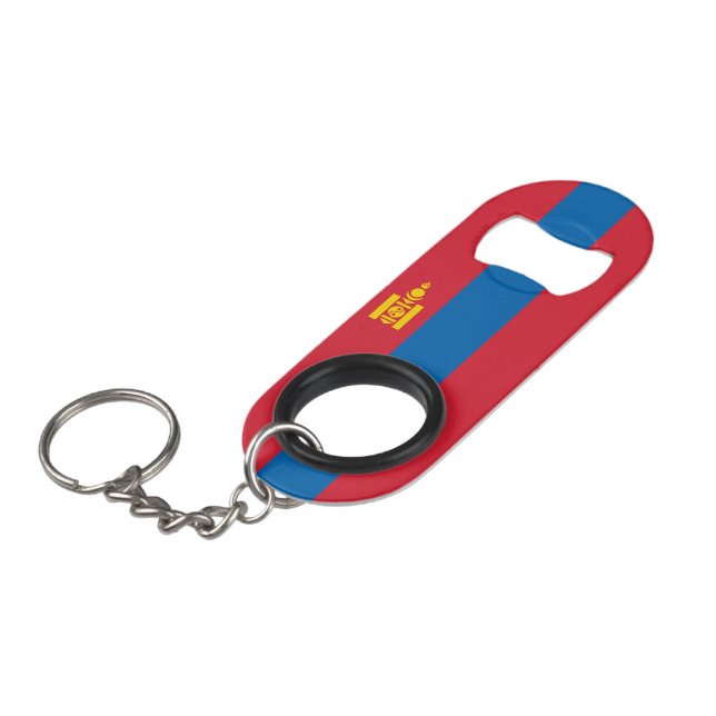 Mongolia flag keychain bottle opener (Front Angled)