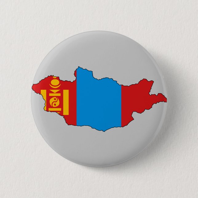 Mongolia flag map 2 inch round button (Front)