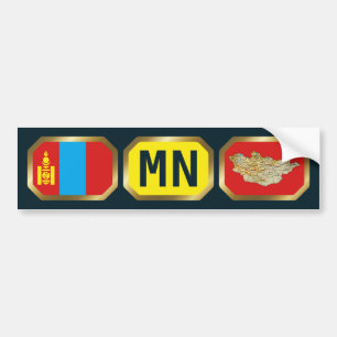 Mongolia Flag Map Code Bumper Sticker