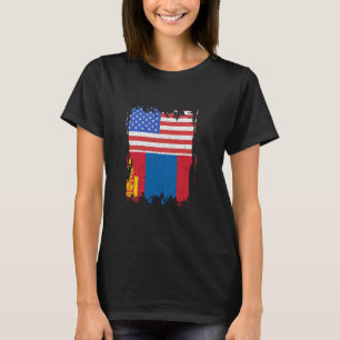Mongolia Flag Mongolian Roots USA America Mongolia T-Shirt