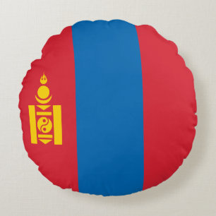 Mongolia Flag Round Pillow