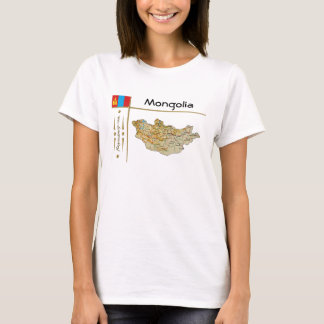 Mongolia Map + Flag + Title T-Shirt