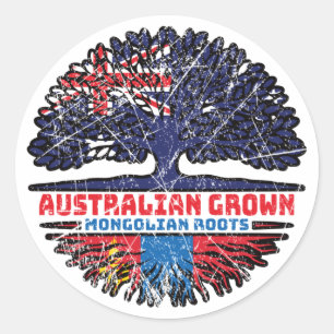 Mongolia Mongolian Australian Australia Tree Roots Classic Round Sticker