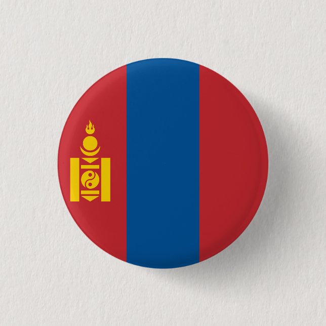 Mongolia (Mongolian) Flag 1 Inch Round Button (Front)