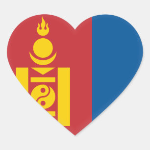 Mongolia (Mongolian) Flag Heart Sticker