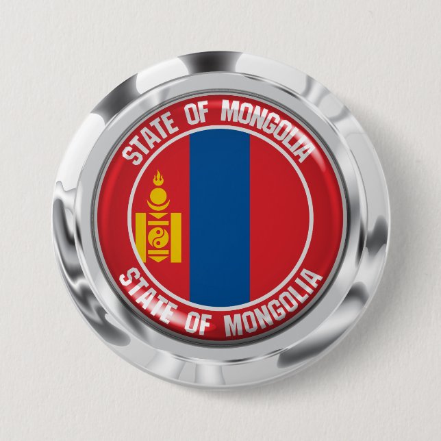 Mongolia Round Emblem 3 Inch Round Button (Front)