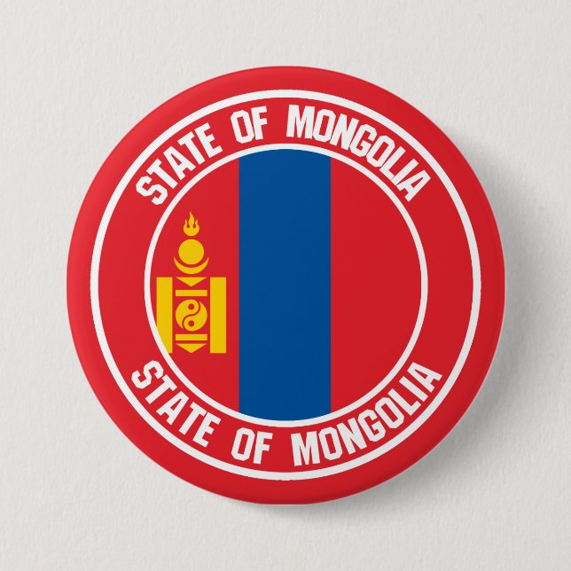 Mongolia Round Emblem 3 Inch Round Button (Front)
