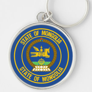 Mongolia Round Emblem Keychain