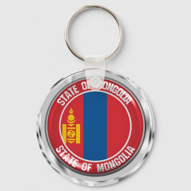 Mongolia Round Emblem Keychain (Front)