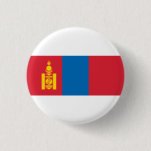 Mongolian Flag, Flag of Mongolia 1 Inch Round Button