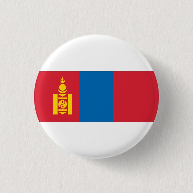 Mongolian Flag, Flag of Mongolia 1 Inch Round Button (Front)