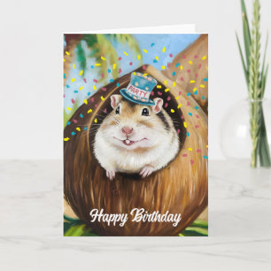 Mongolian Gerbil in coconut house Card