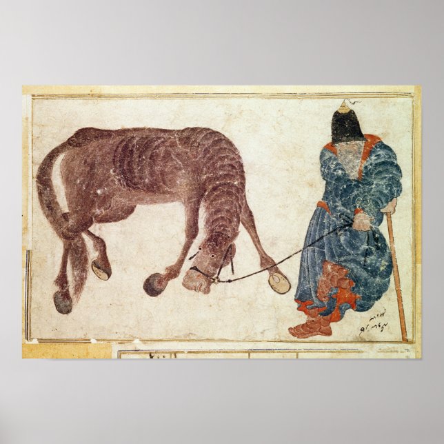 Mongolian nomad taking his horse to water poster (Front)