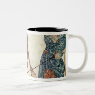 Mongolian nomad taking his horse to water Two-Tone coffee mug