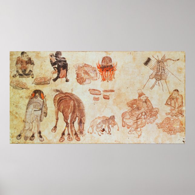 Mongolian nomadic camp, 15th century poster (Front)