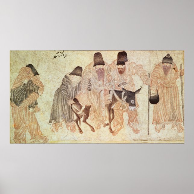 Mongolian nomads with a donkey, 15th century poster (Front)