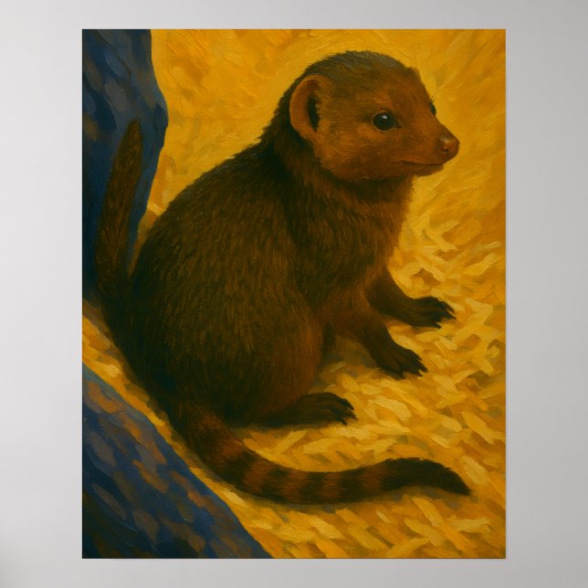 Mongoose Among Straw Painting Poster (Front)