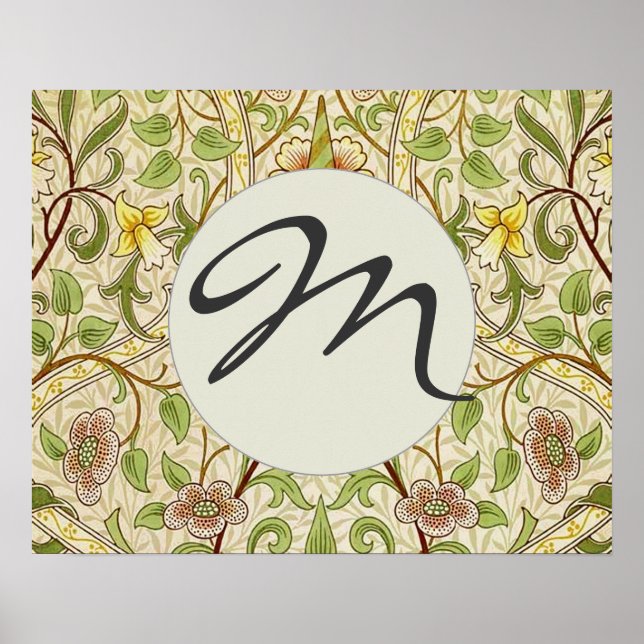 Mongram Chic Decorator Floral Wallpaper Daffodil Poster (Front)