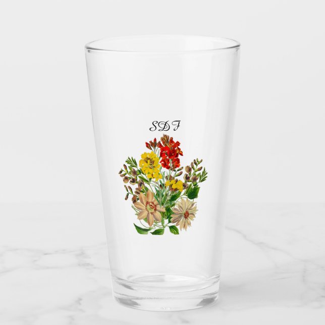Mongram Coupe de Bouquet de Fleur Vintage en verre (Devant)