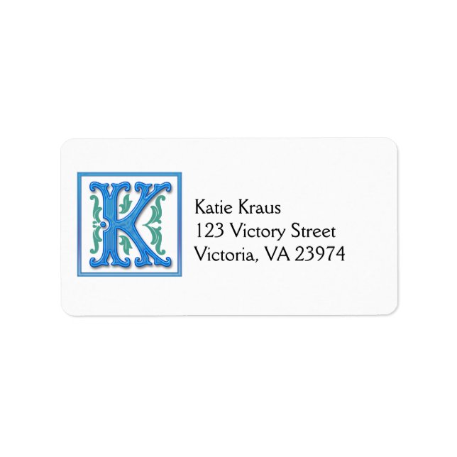 Mongram Initial K Label (Front)