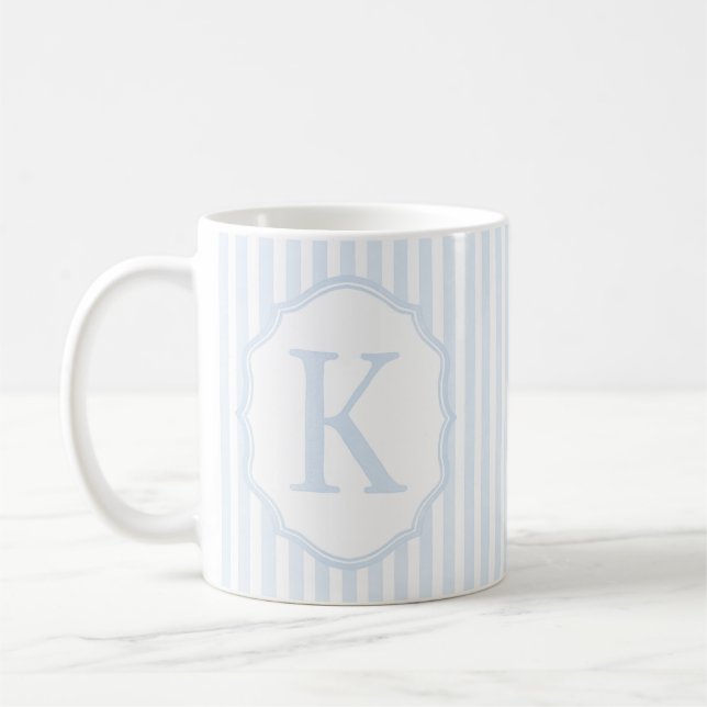 Mongram Mug Letter K, Blue Striped (Gauche)