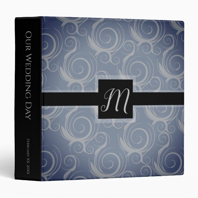 Mongram Swirls Wedding Album Binder (Front/Spine)