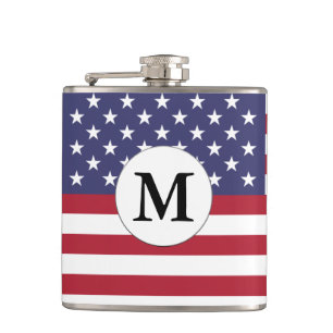 Mongrammed American Flag Hip Flask