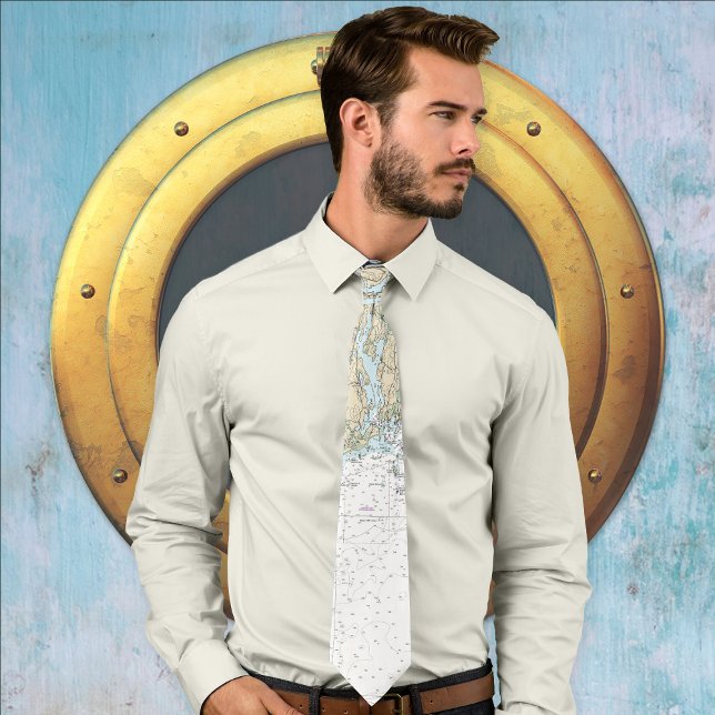 Monhegan Island Maine Nautical Navigation Chart Tie (Creator Uploaded)