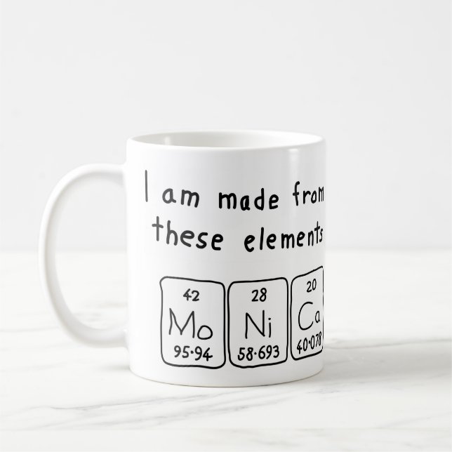 Monica periodic table name mug (Left)