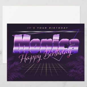 Monica prénom carte rétro lilas anniversaire