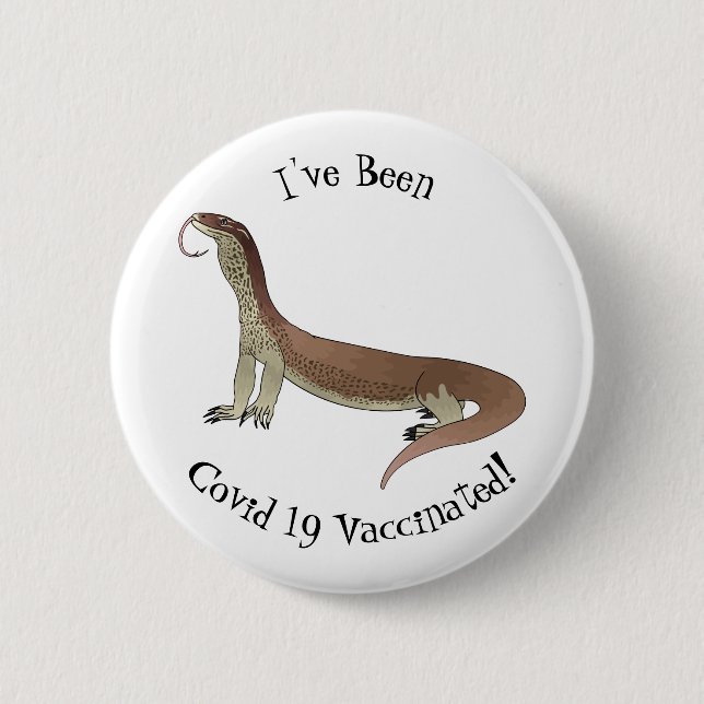 Monitor lizard cartoon illustration 2 inch round button (Front)